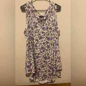 Lane Bryant Women’s Off White And Purple Floral Swing Tank Sz22/24